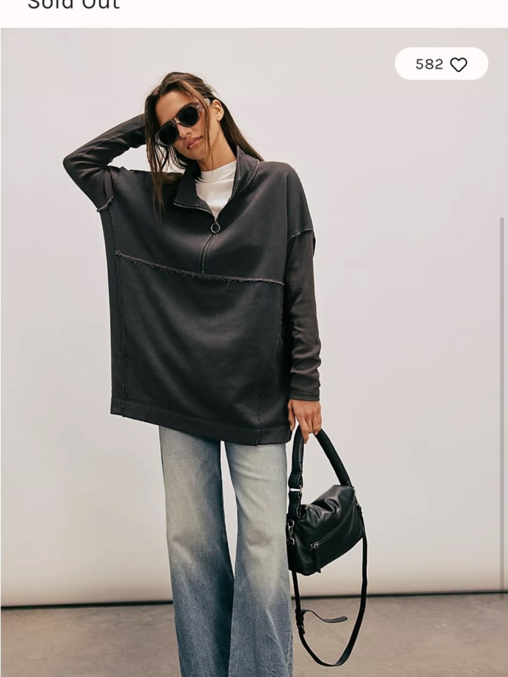 We the Free On It 1/2 zip oversized